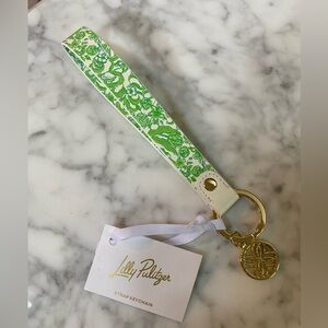 Lilly Pulitzer Green and White Strap Keychain